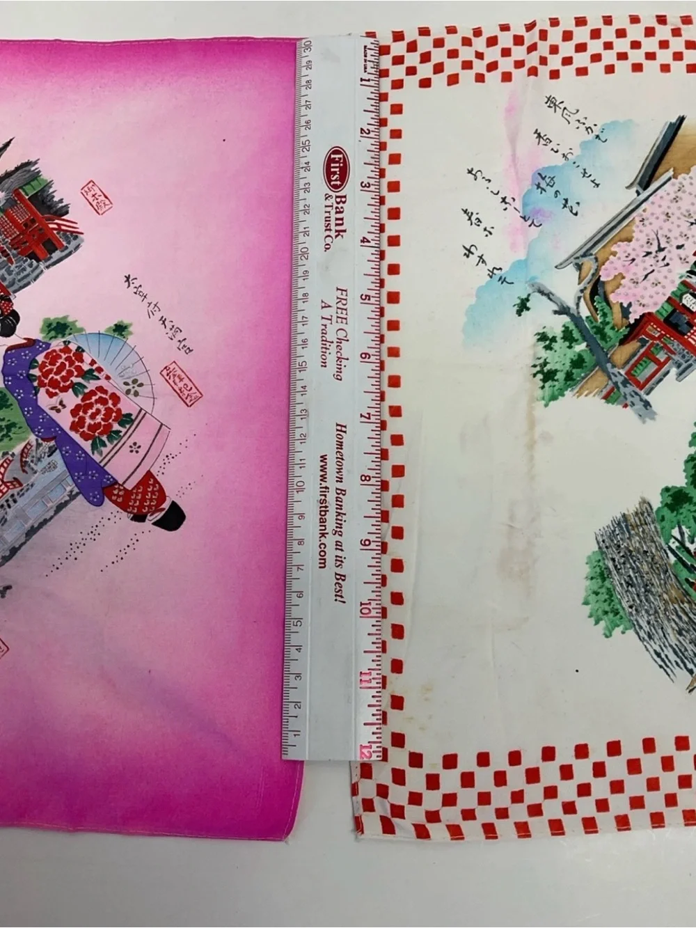 Vintage Japanese Scarf Handkerchief 1950’s Set Of Two